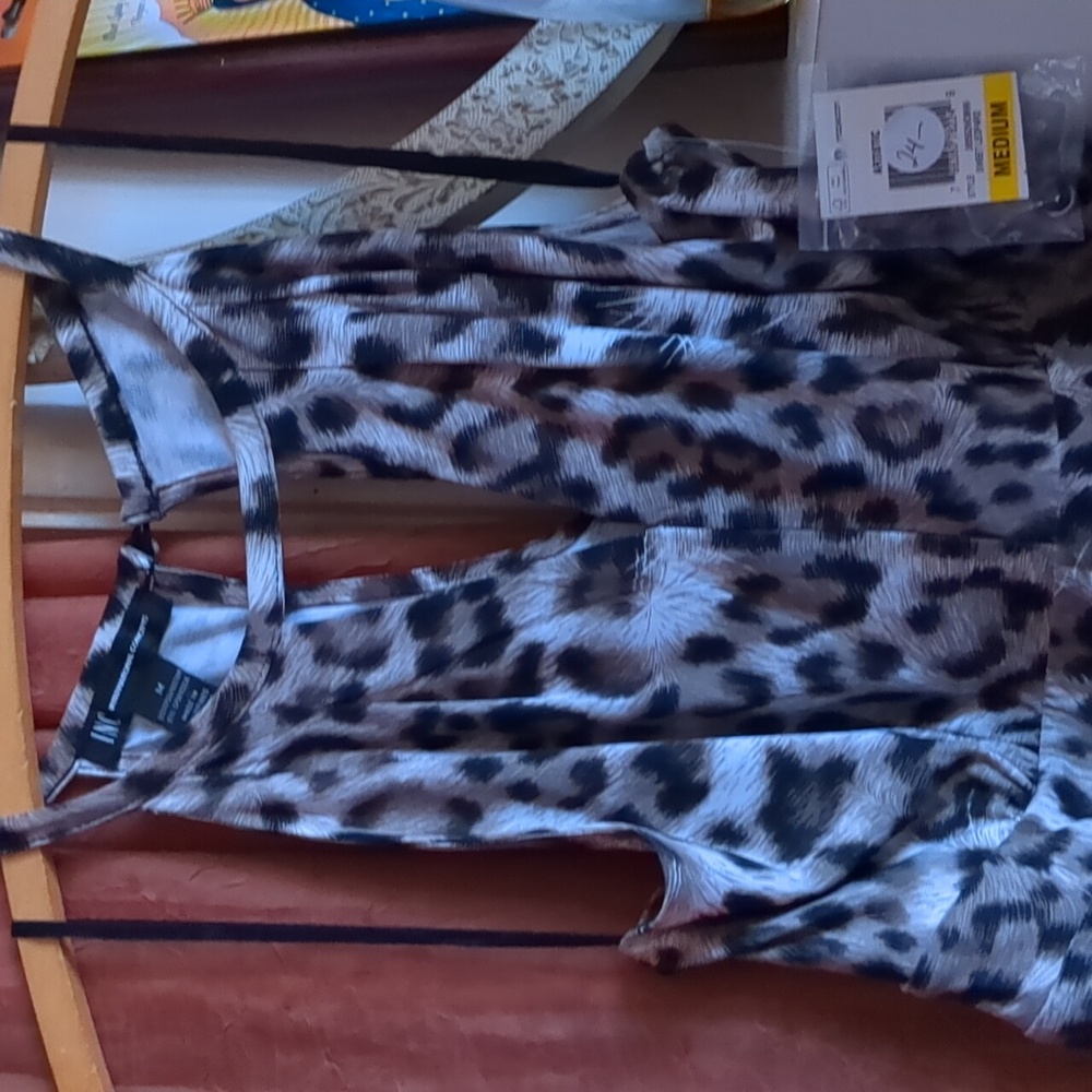 NWT INC Leopard Print Halter Mini Dress